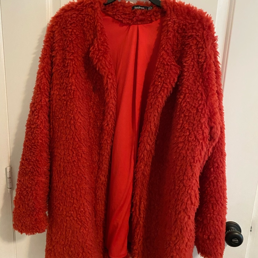 Red teddy coat